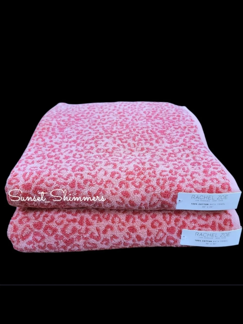 8pc Rachel Zoe Pink Leopard Cheetah Animal Print Bath Hand Washcloth Towel Set